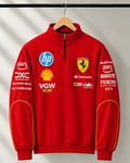 Stylish red motorsport sweatshirt for men with relaxed streetwear fit