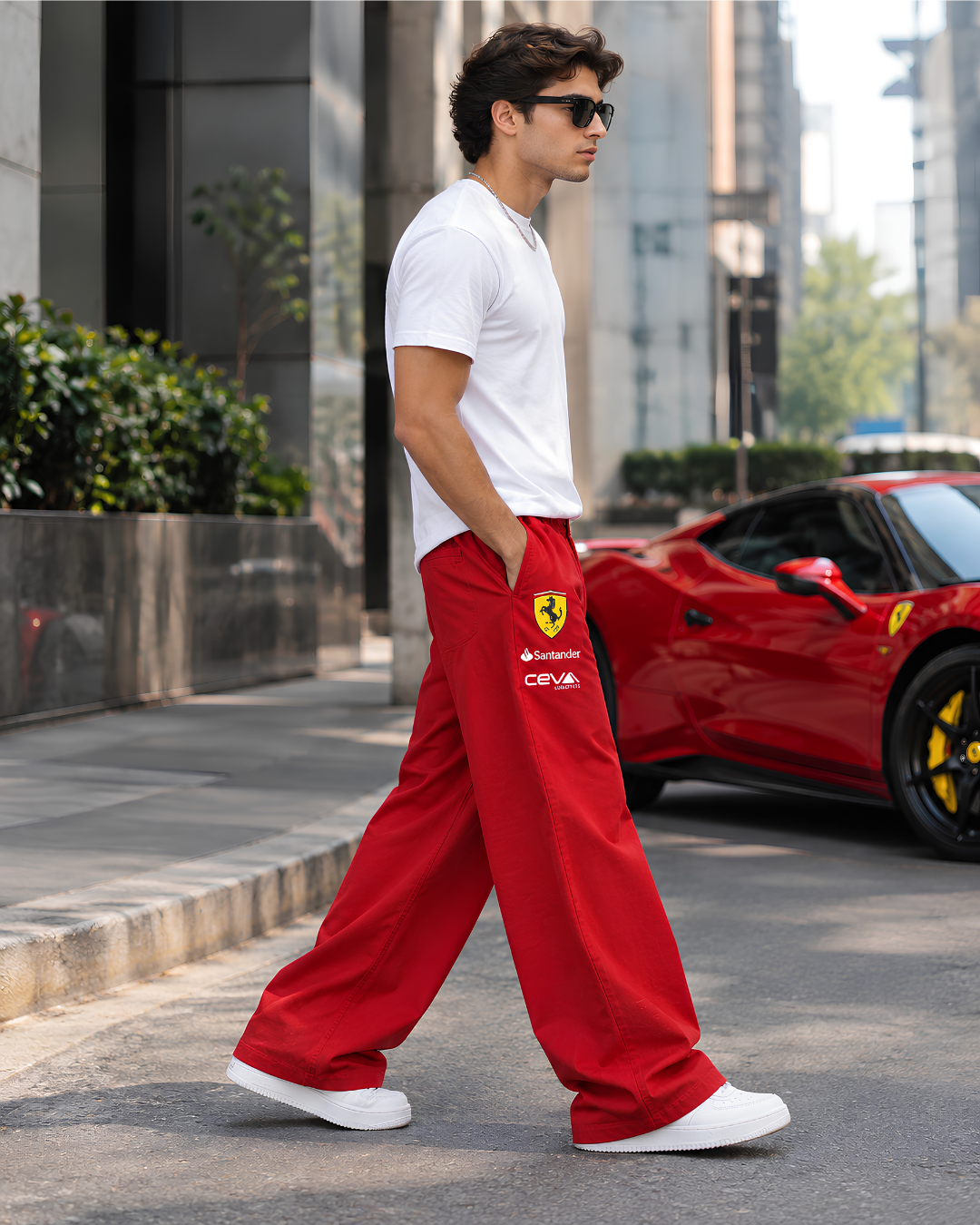 Red casual baggy joggers