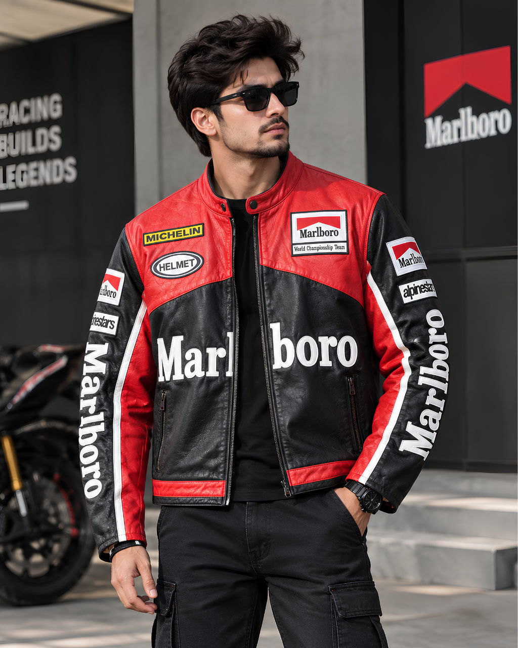 Leather motorcycle jacket