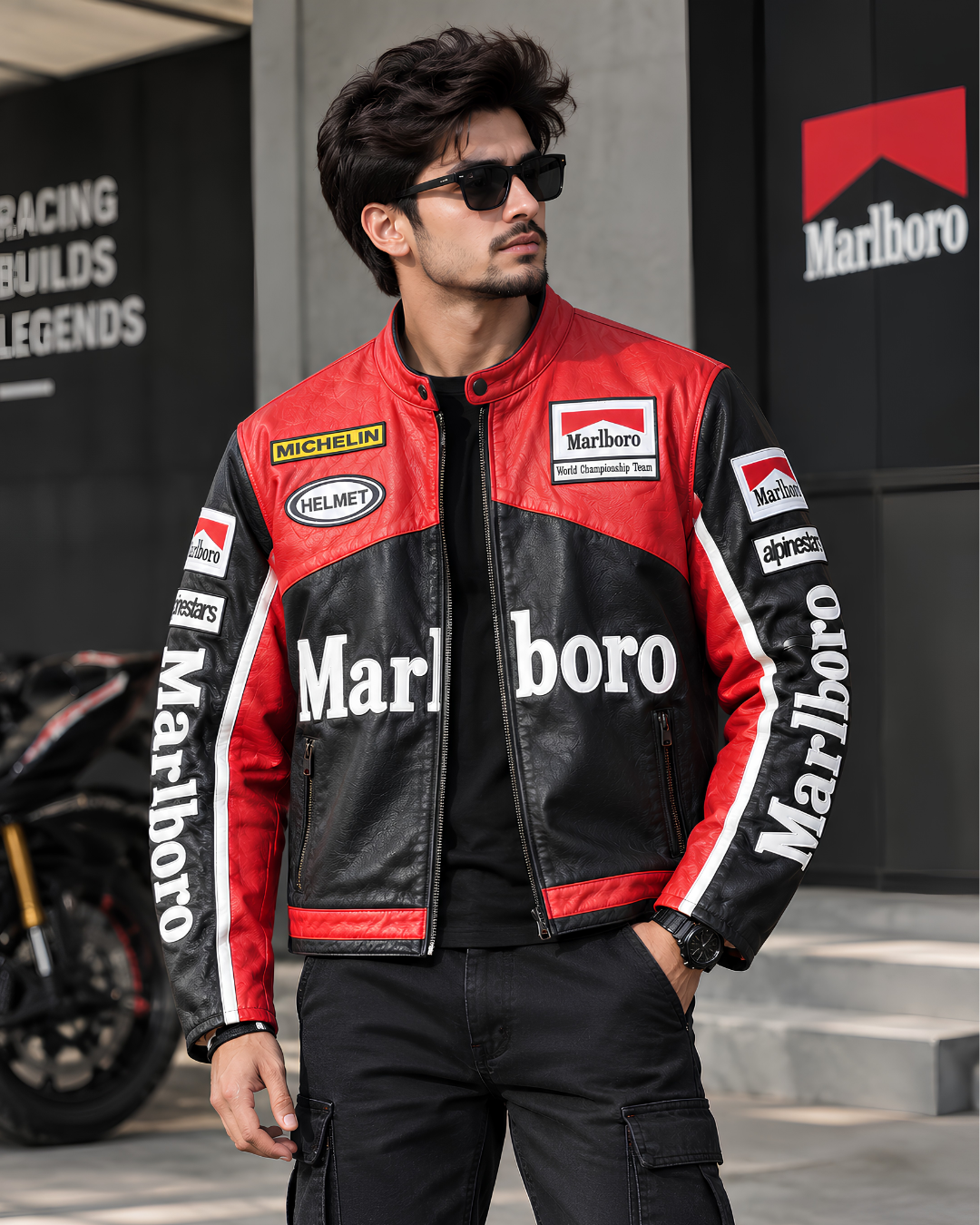 Leather motorcycle jacket