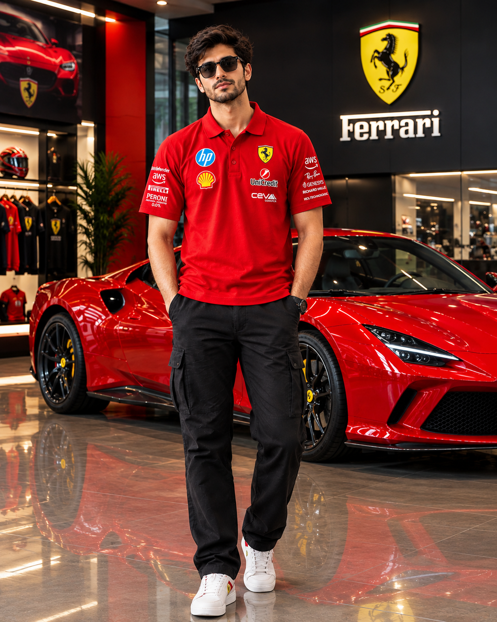 F1 style red racing shirt