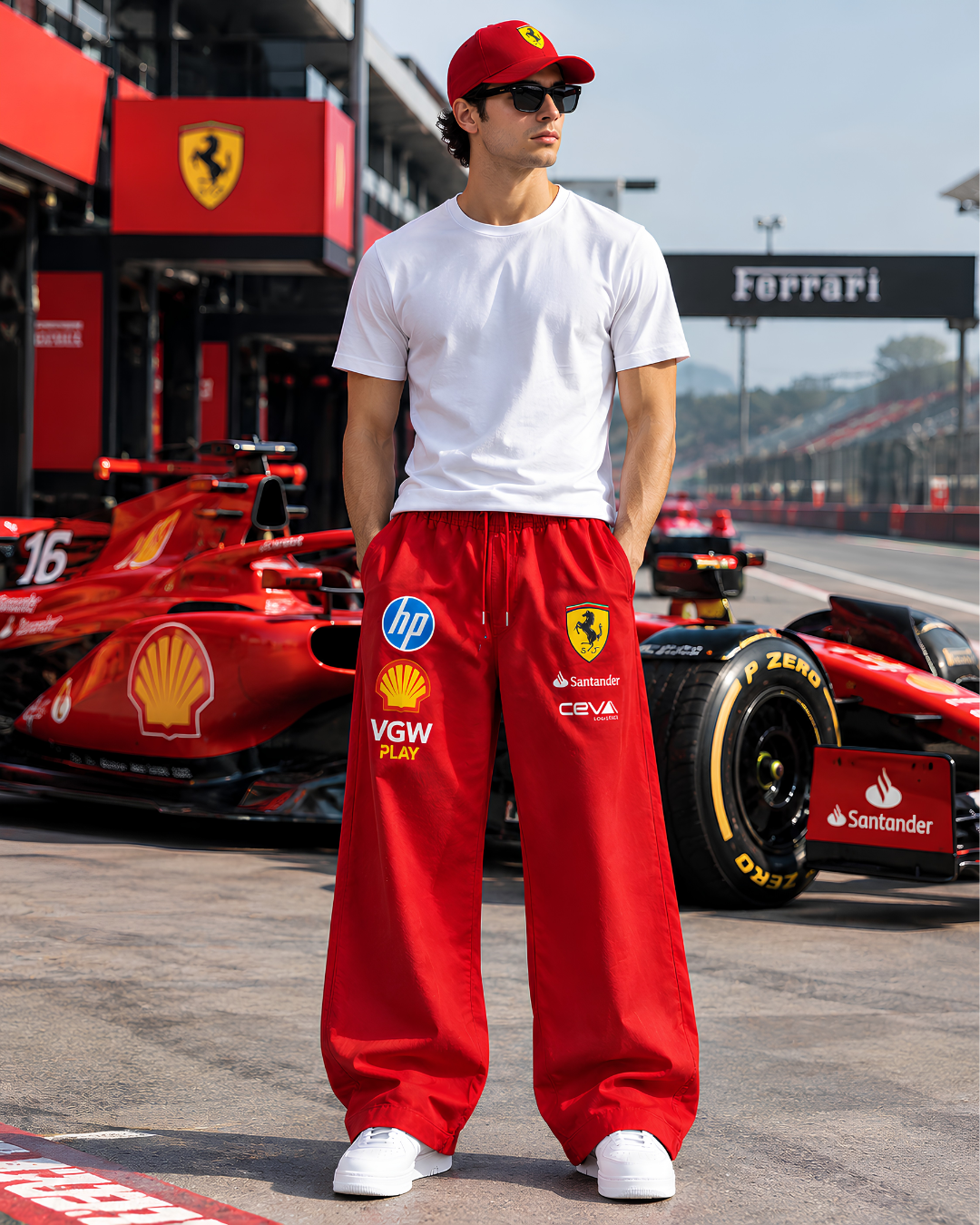 Red oversized fit streetwear joggers