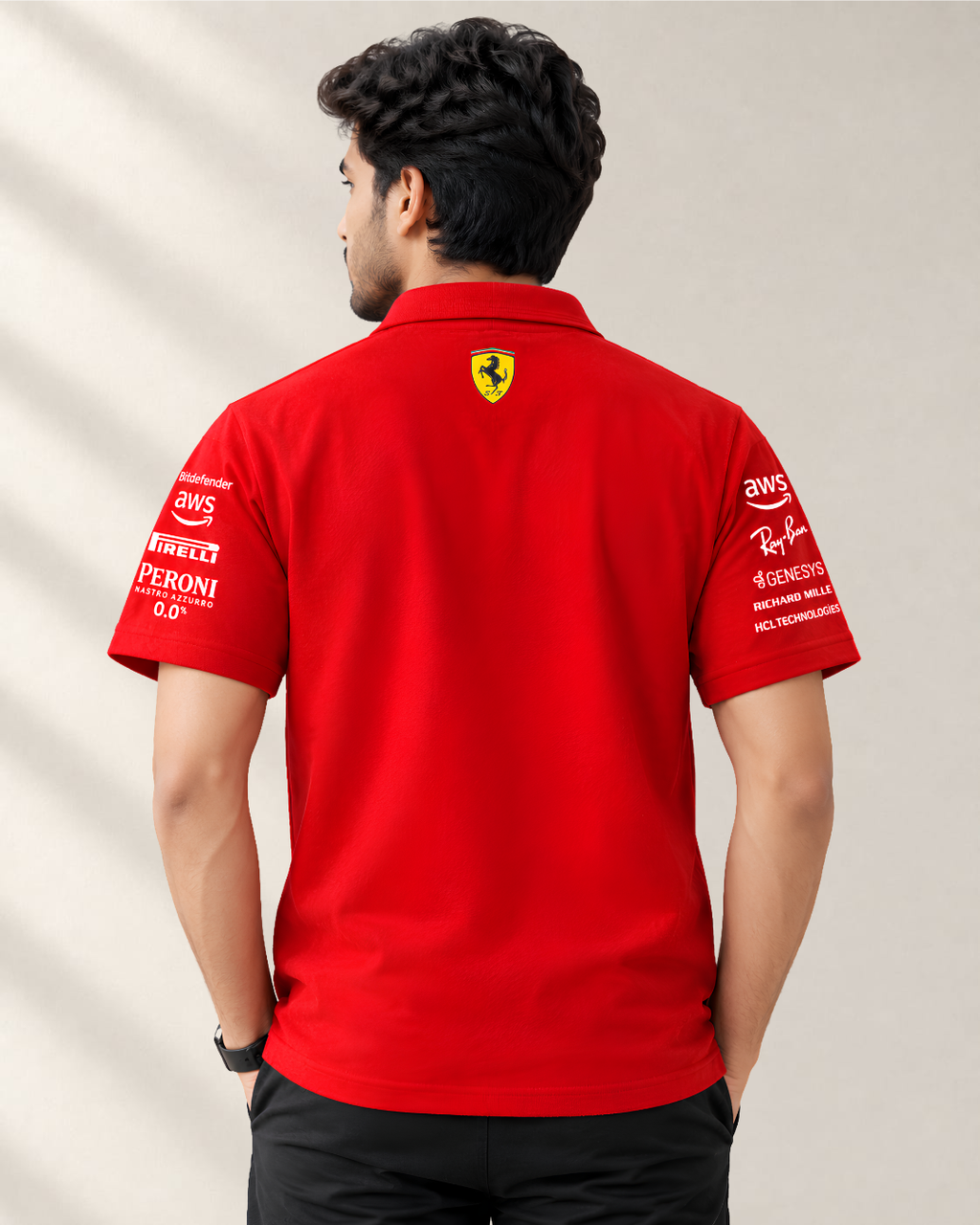 Red motorsport racing polo