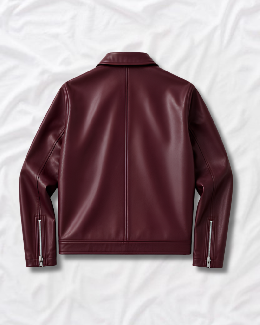 Unisex burgundy streetwear clasp jacket styled for streetwear