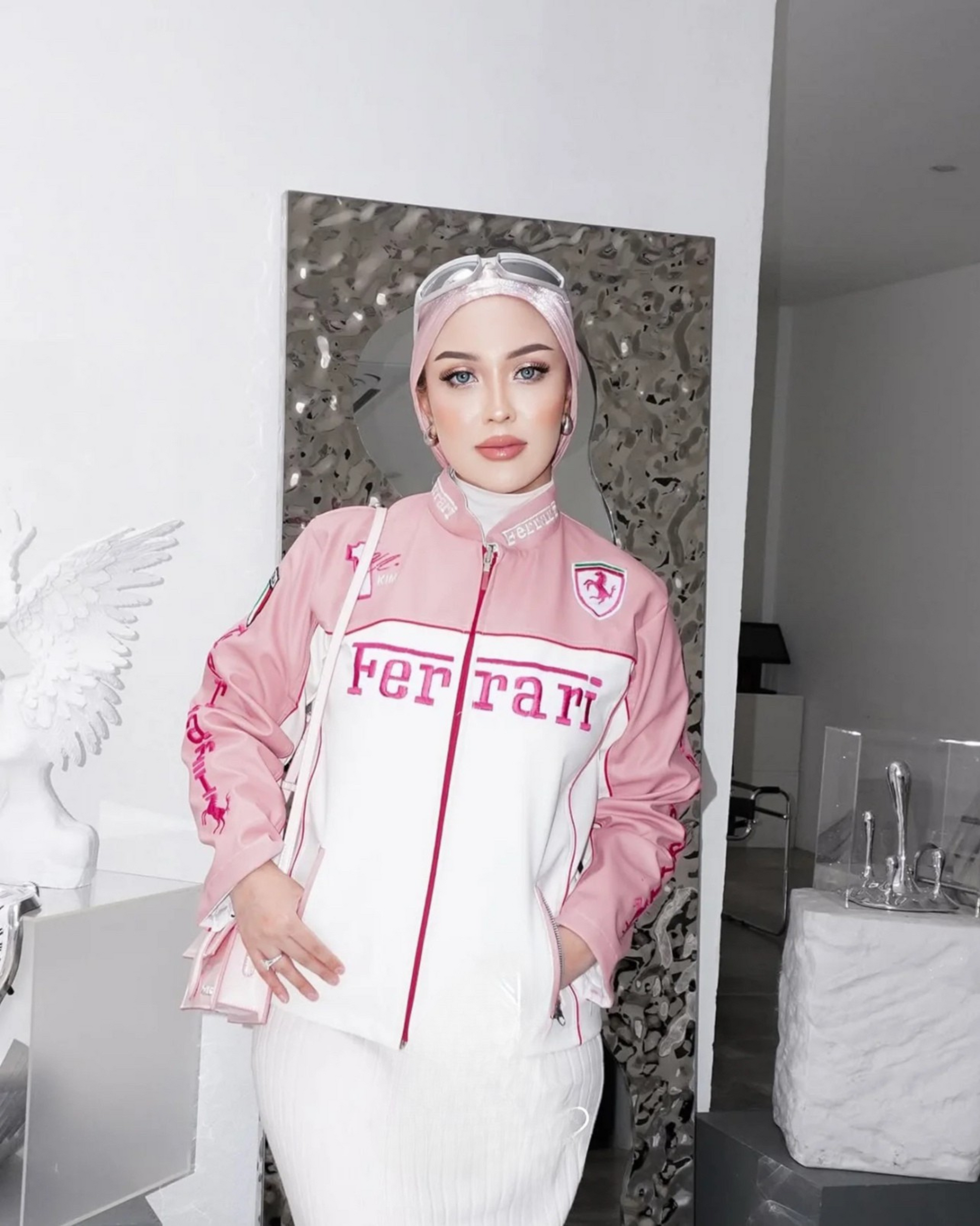 Pink Ferrari Racing Jacket for Women – Vintage Motorsport Streetwear