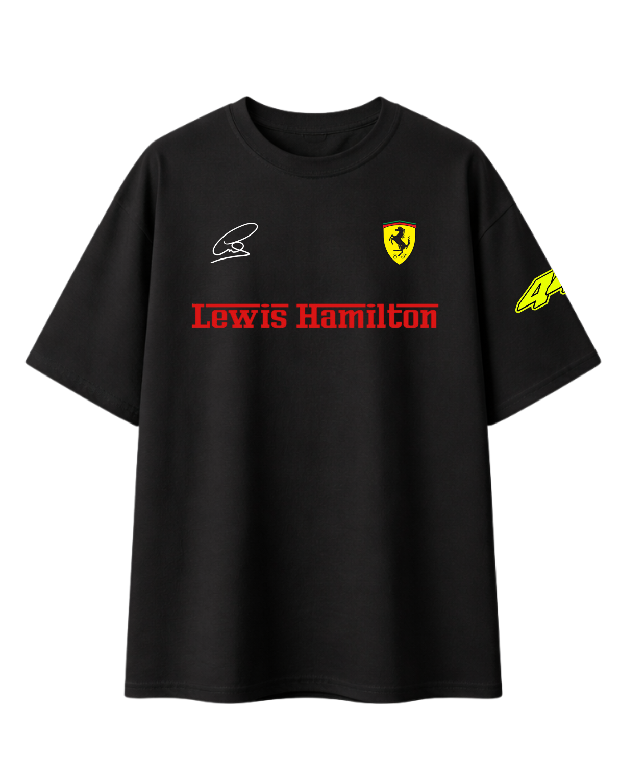 Oversized white Lewis Hamilton inspired t-shirt front view