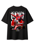 Back print Carlos Sainz oversized white t-shirt streetwear