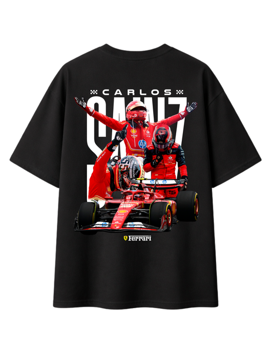 Back print Carlos Sainz oversized white t-shirt streetwear