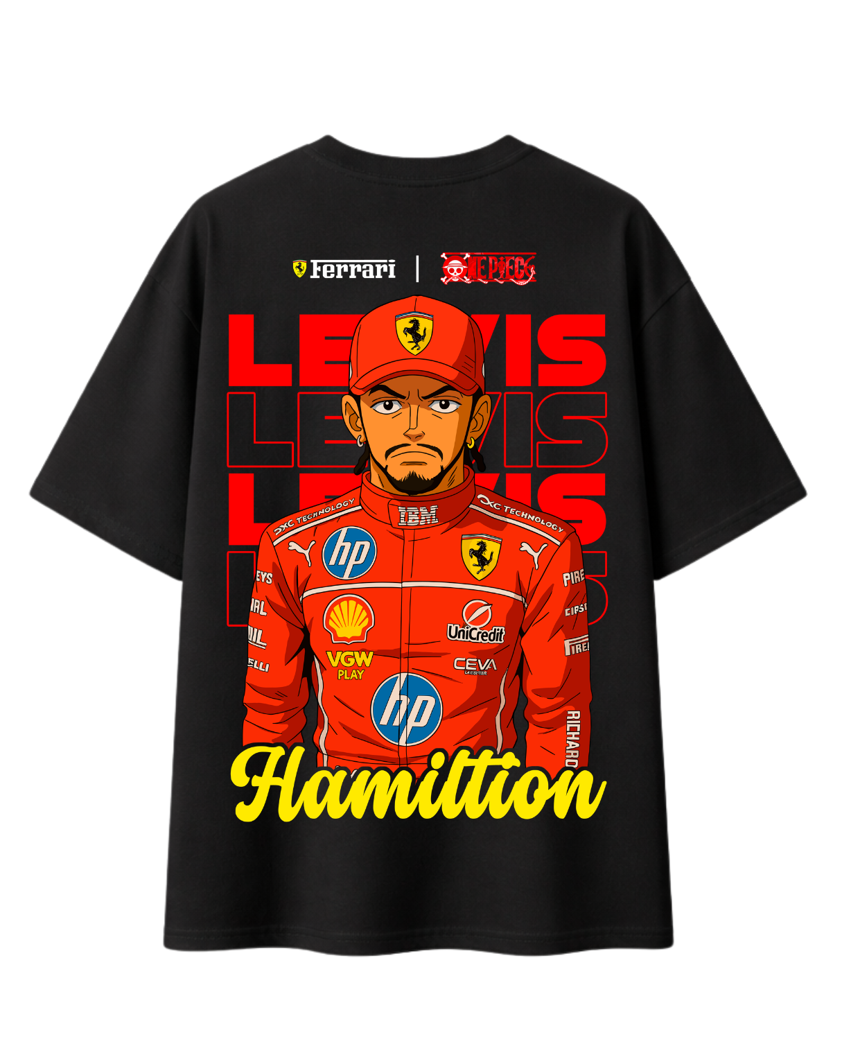 Back print Lewis Hamilton oversized white t-shirt streetwear