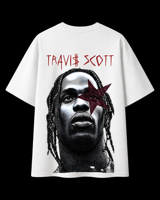 Back print Travis Scott oversized white t-shirt streetwear