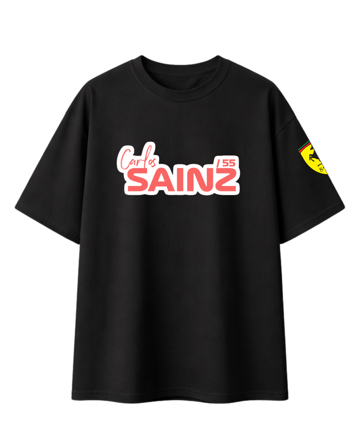 Oversized white Carlos Sainz inspired t-shirt front view
