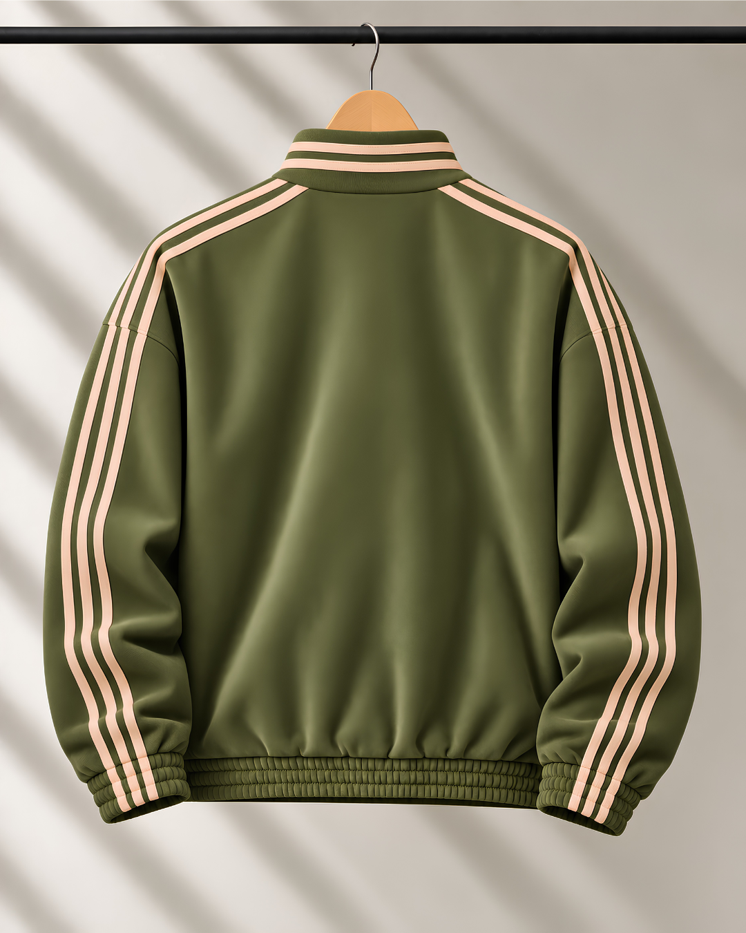Vintage olive green bomber jacket with decorative knot closures