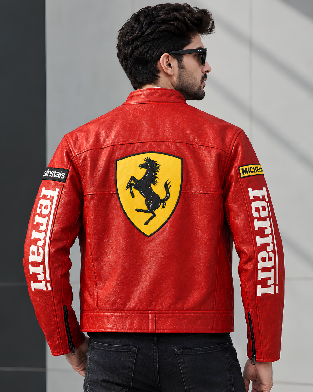 Vintage red leather racing jacket