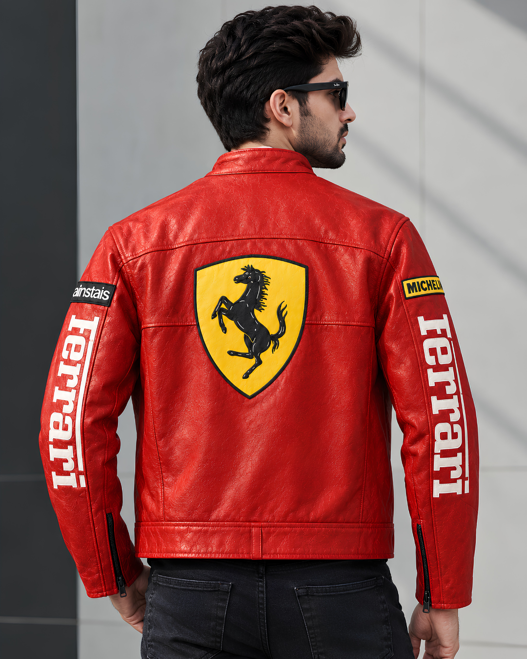 Vintage red leather racing jacket