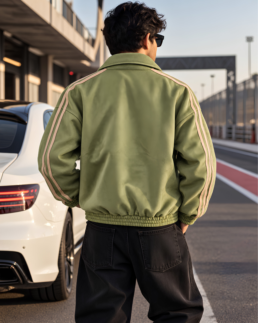 Chinese inspired green jacket with classic fold down collar