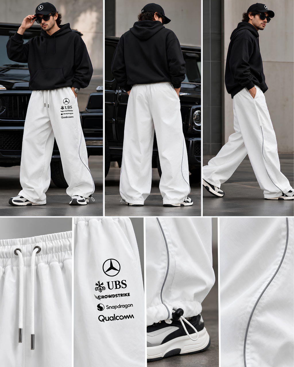 Wide Leg Track Pants, Racing Inspired Joggers