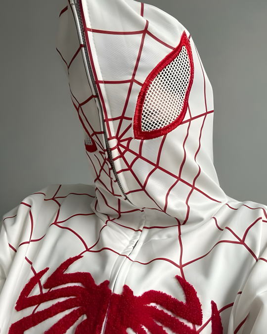 A Men Wearing White Spiderman Hoodie