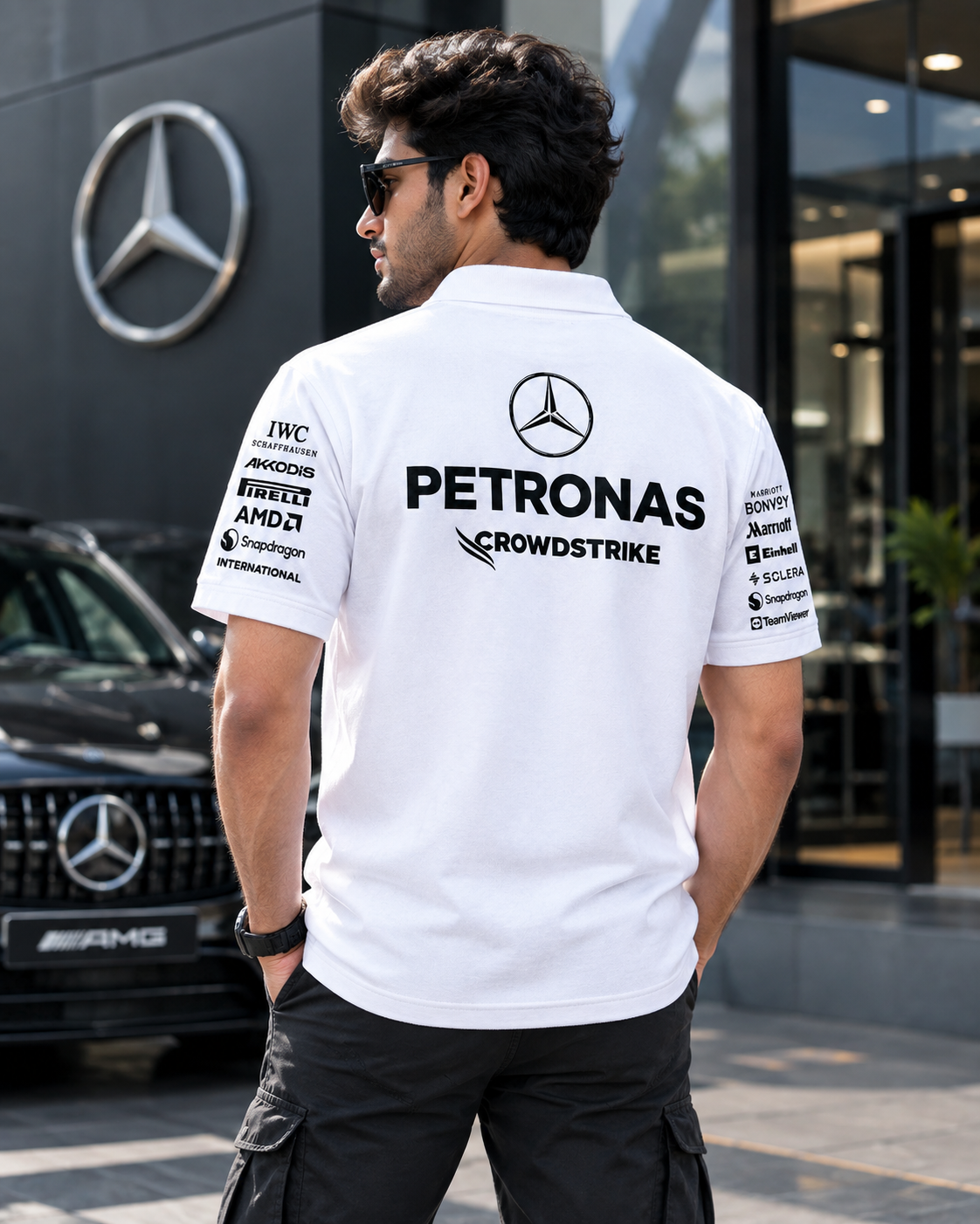 White Formula racing polo