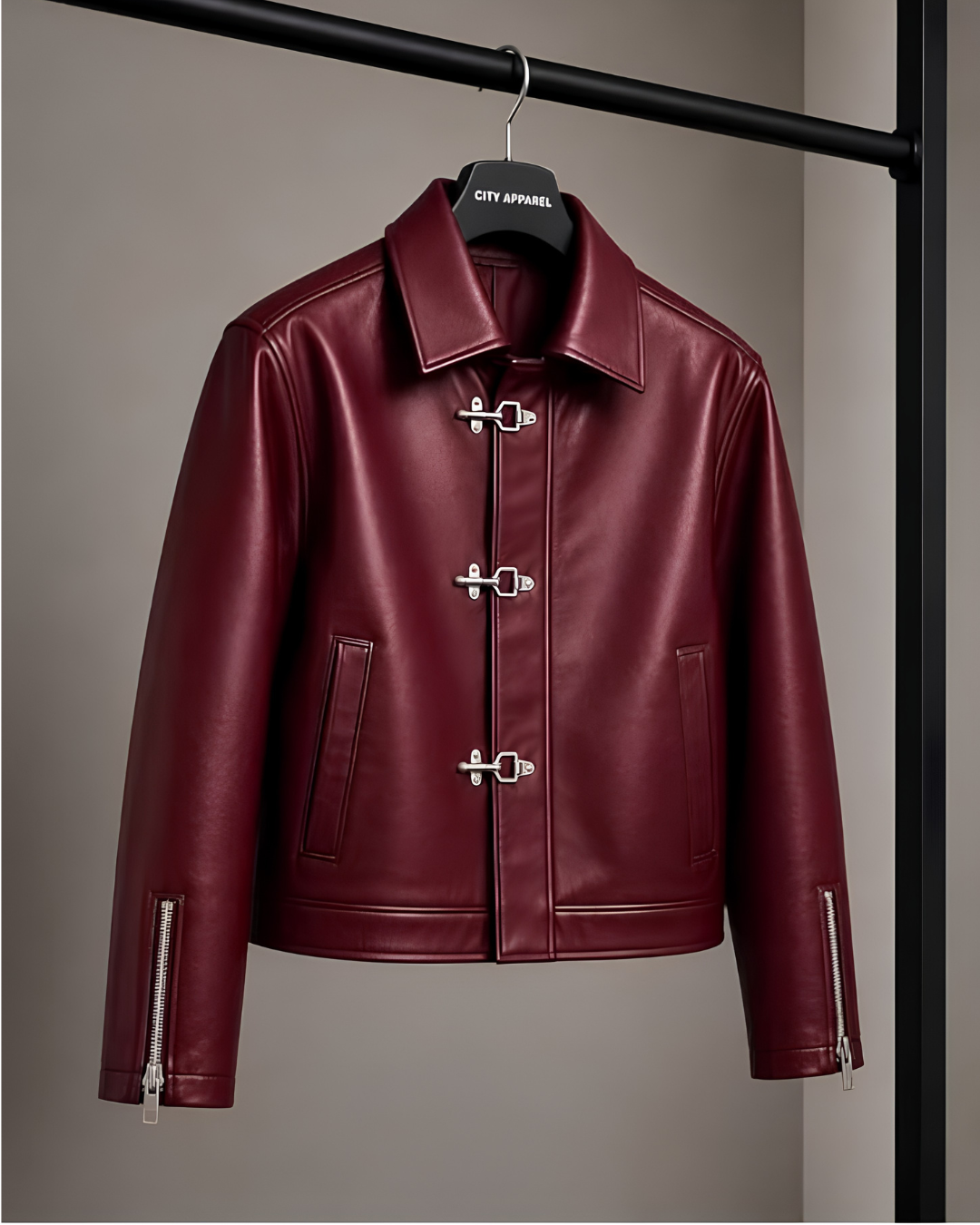 burgundy unisex boxy fit streetwear jacket