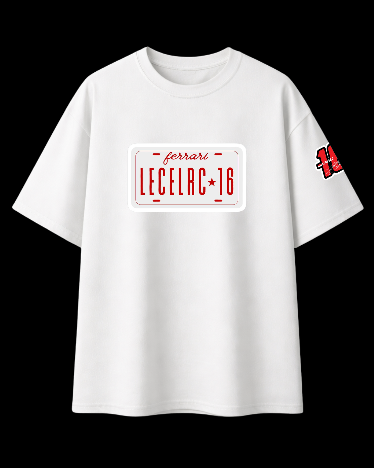 Oversized white Charles Leclerc inspired t-shirt front view