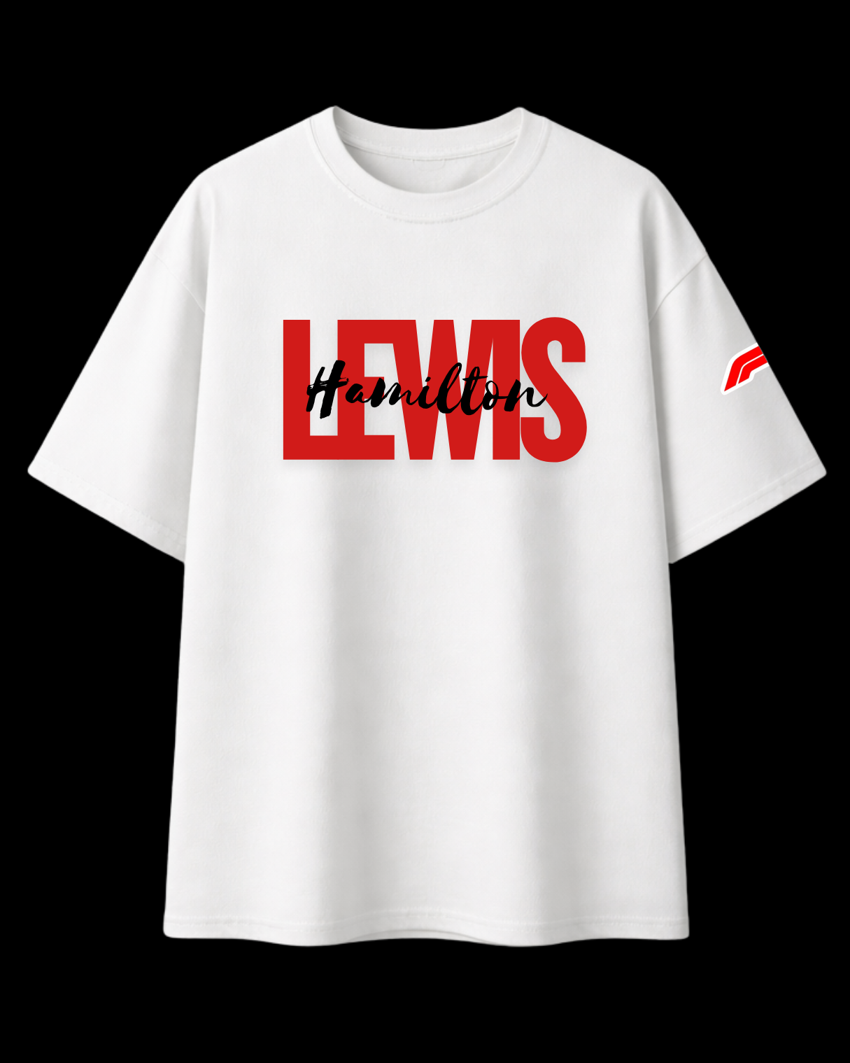Oversized white Lewis Hamilton edition t-shirt front view