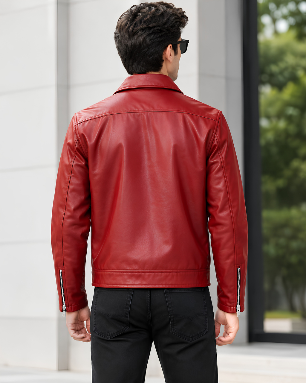 red streetwear clasp jacket two-way zipper detail