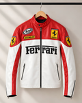 red white racing leather jacket